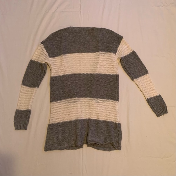 White and Gray Striped Cardigan - Picture 4 of 5